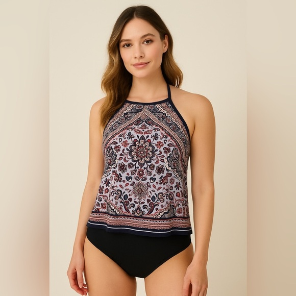 Kona Sol Red and Blue Relaxed Halter Tankini 🍒🌴☀️ - Picture 11 of 11